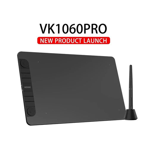 VEIKK-VK1060PRO 10x6 inch Drawing Graphics Tablet 2 Scroll Wheels 6 Express Keys with Stylus for Android Windows Mac - 1