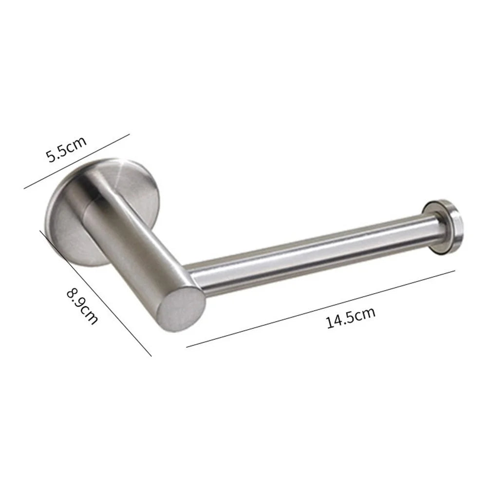 Toilet Paper Holder Wall Mounted Bathroom Kitchen Roll Tissue Holder Hook - No Drilling/Silver - 1