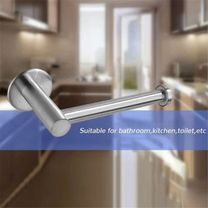 Toilet Paper Holder Wall Mounted Bathroom Kitchen Roll Tissue Holder Hook - No Drilling/Silver - 3
