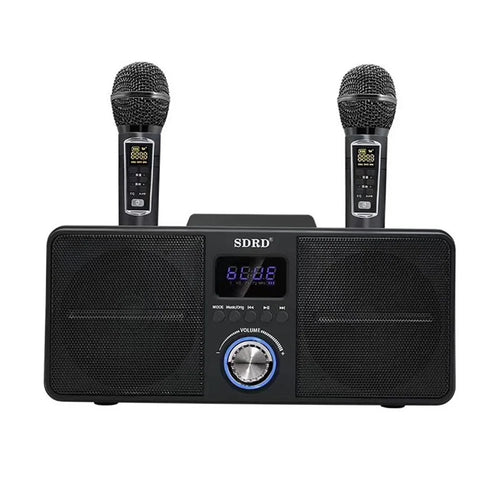 Dual Wireless Microphone Bluetooth-compatible Speaker Mobile Karaoke - Black - 1
