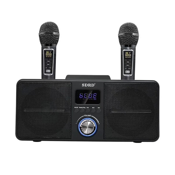 Dual Wireless Microphone Bluetooth-compatible Speaker Mobile Karaoke - Black - 1