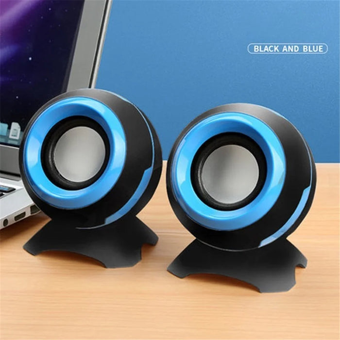 DX15 USB Computer Laptop Speaker Wired Multimedia Speaker - Black/Blue - 1