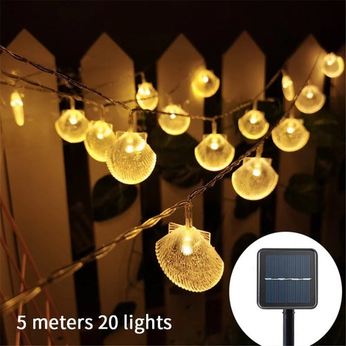 Seashell Solar String Light Fairy Garland Light Decorative Hanging Light for Wedding Holiday Party Decor - Yellow/5 Meters 20 Lights - 1