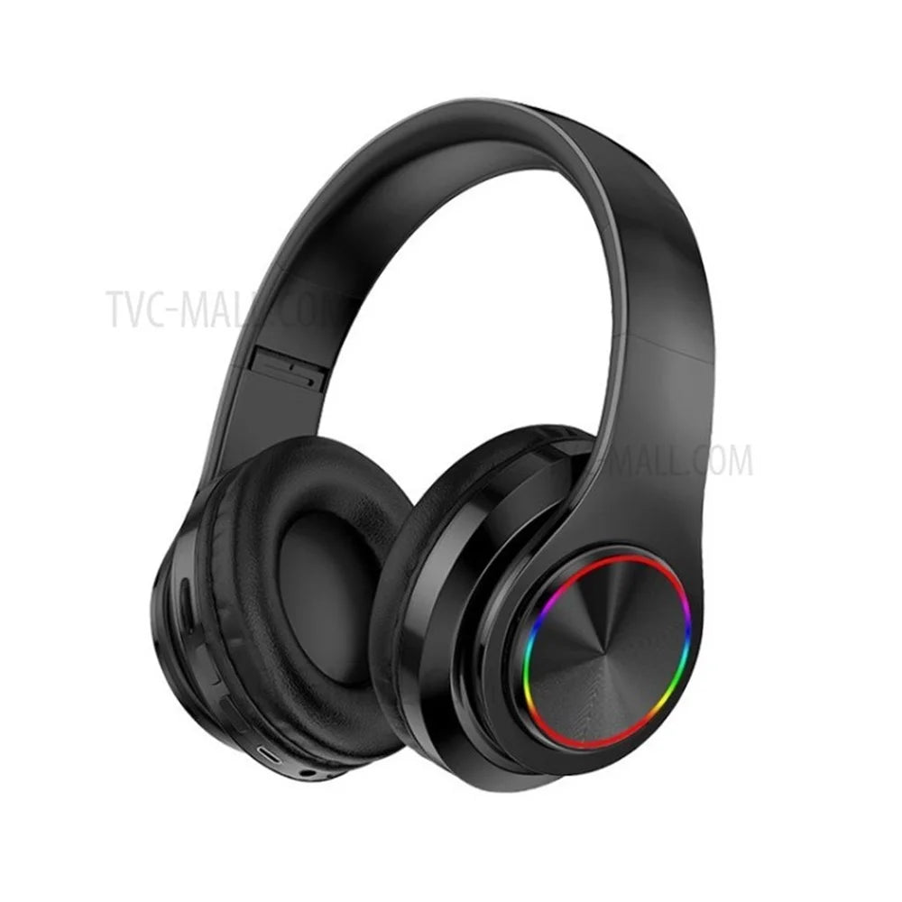 Bluetooth-compatible Headphone with Colorful Light Stereo Music Gaming Headset - Black - 1