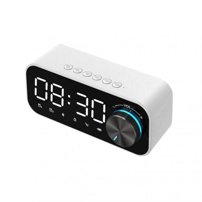 Digital Alarm Clock TF Card Music Player Bluetooth-compatible 5.0 Speaker Electronic LED Screen Clock - White - 1