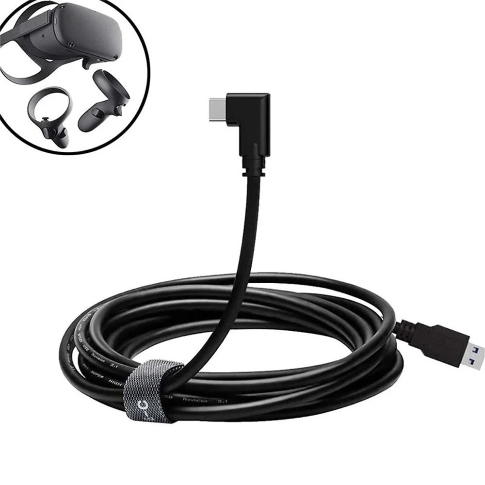 VR Link Cable for Oculus Quest 2 Quest 1 VR Headset USB 3.2 Gen 1 High Speed Data Charging Cord - Black / 3m - 1