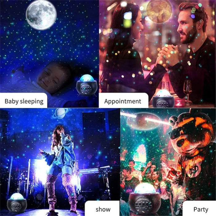 Starry Projector Lamp Night Light with Bluetooth-compatible Speaker TF Card Music Player,Time Setting Ceiling Light Projector - Black/USB Plug - 2