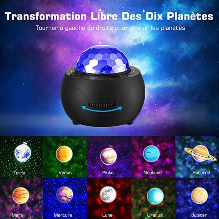 Starry Projector Lamp Night Light with Bluetooth-compatible Speaker TF Card Music Player,Time Setting Ceiling Light Projector - Black/USB Plug - 7