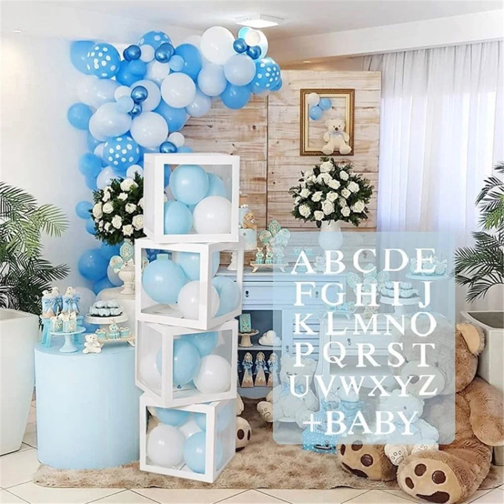 26 Letters Baby Shower Block Transparent Gift Box for Birthday Party Weeding Decoration - 1