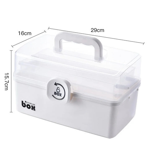 First Aid Kit Box Portable Multi-Layer Medicine Storage Container with Handle (No FDA, BPA-Free) - White / M - 1