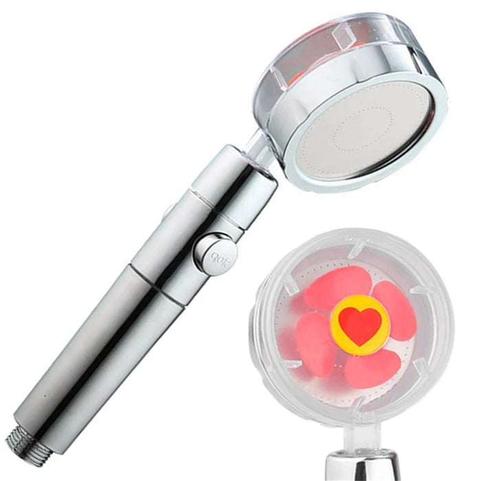 Adjustable Anti-Clogging High-Pressure Shower Head Nozzles Showerhead - Silver/Red - 1