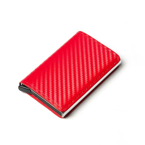 Anti-magnetic Wallet RFID Blocking Pocket Money Clip Carbon Fiber Card Holder - Red - 1