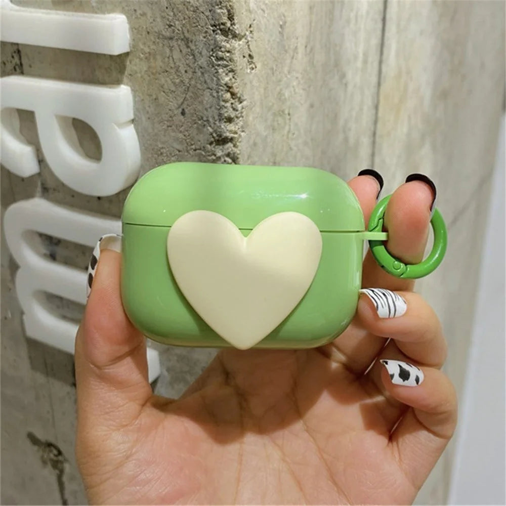 Heart Matcha Green Milky Case Cover Earphones Protector for Apple AirPods - For AirPods Pro - 1