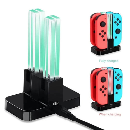 Controller Charger for Nintendo Switch Joy-Con , 4 in 1 Charging Dock Stand Station with LED Indicators - Black - 1