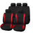 Car Seat Covers Full Set Floral Print Fabric Universal Fit All Seasons Breathable for Most Vehicles - Red - 1