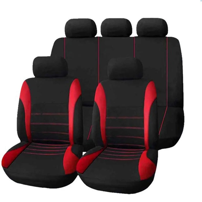 Car Seat Covers Full Set Floral Print Fabric Universal Fit All Seasons Breathable for Most Vehicles - Red - 1