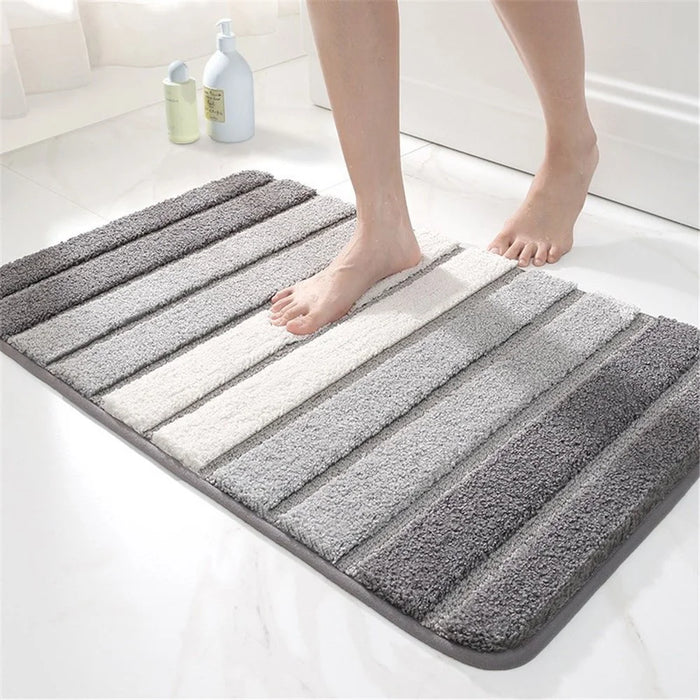 Doormat Bathroom Rug Striped Non Slip Absorbent Floor Mat for Entrance Kitchen Bathroom - Grey / 40x60cm - 1