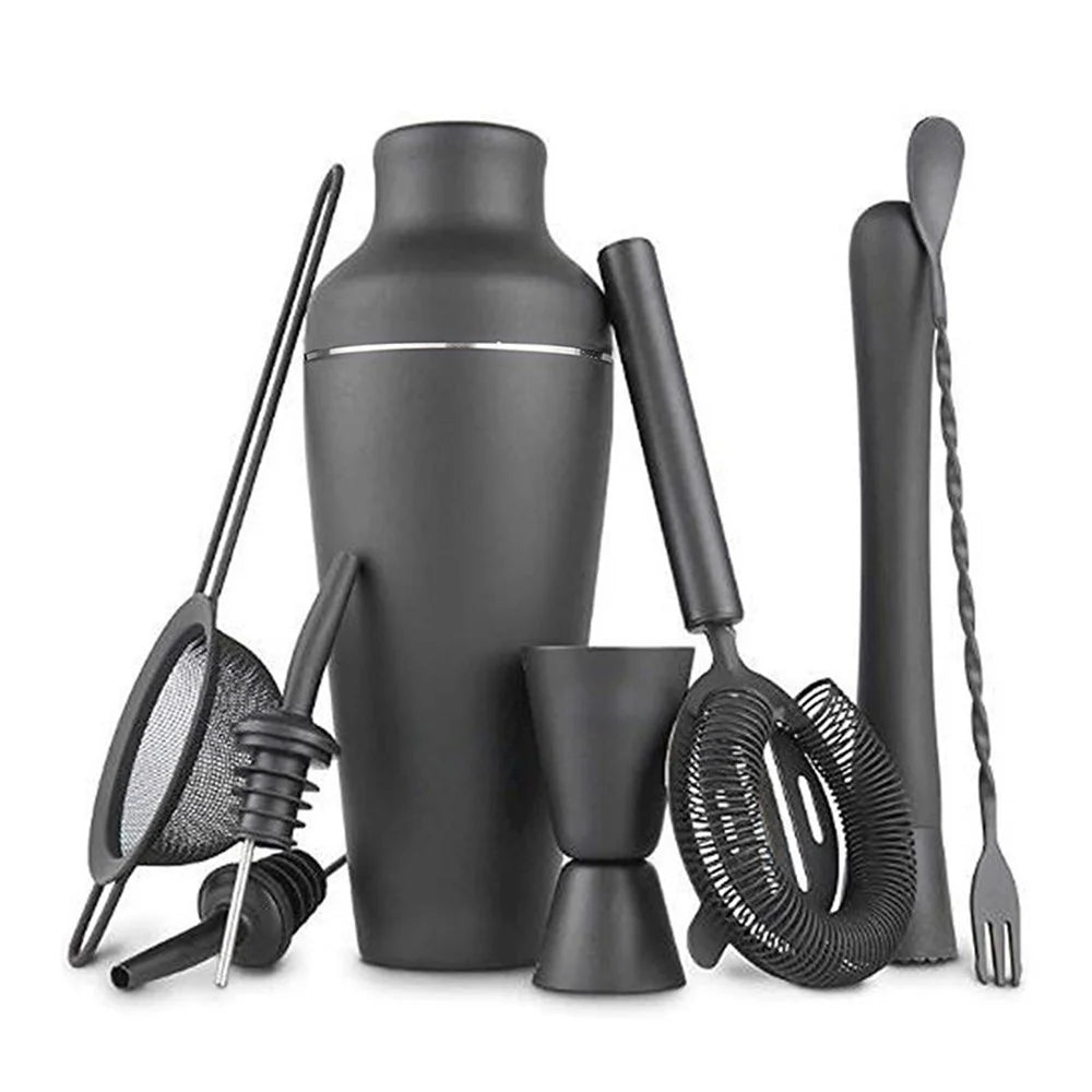 8 Pcs For Mixing Alcoholic Bartender Drink Cocktail Matte Black Shaker Tool (without Certification) - 1