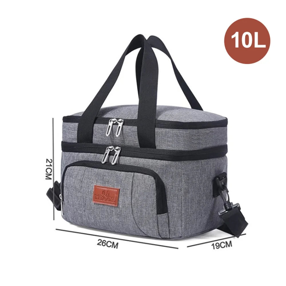 Double-Layer Water-resistant Large Capacity Lunch Food Storage Box for Camping Picnic - 26x19x21CM, 10L - 1