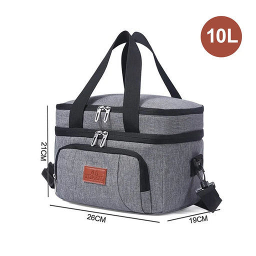 Double-Layer Water-resistant Large Capacity Lunch Food Storage Box for Camping Picnic - 26x19x21CM, 10L - 1