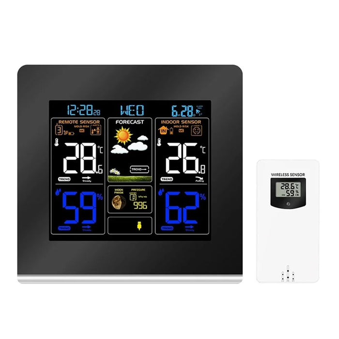 Multi-function Weather Forecast Alarm Hygrometer Calendar Electronic Clock - Black - 1