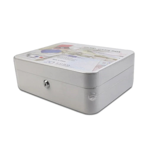 Portable Lockbox Safe Small Cash Key Box with Lock Metal Coin Bank Piggy Bank Jewelry Box - White//S - 1