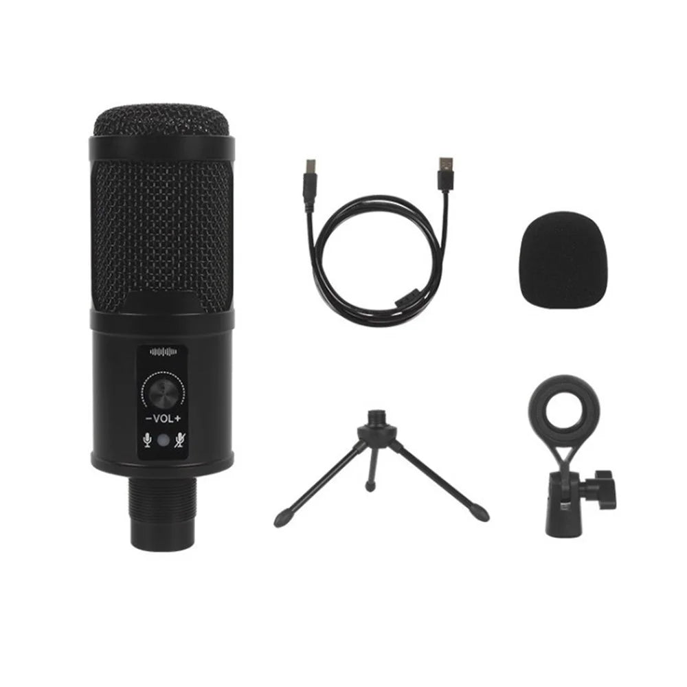 M-65 USB Wired Condenser Microphone Mic Kit with Tripod Suspension Stand Mic Holder for Live Conference - Mic + Tripod Set - 1