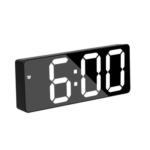 Digital Display LED Alarm Table Clock Voice Control 12/24H Format Snooze Function 3 Bright Modes Sleeping Nap Clock for Home Bedroom Office - White Display - 1