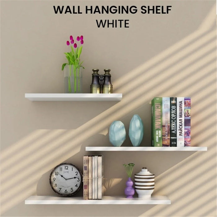 3Pcs For Home Room Decoration Floating Wall Shelf Mount Display Ledge Storage Rack - White - 1