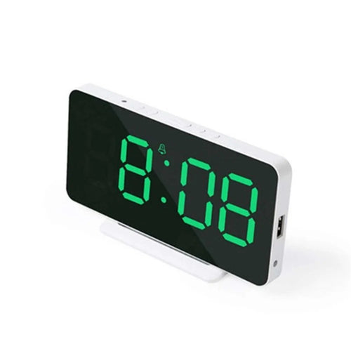 6.5-inch Digital Alarm Clock LED Time Display Snooze Function Temperature Detect Adjustable Brightness for Bedroom Home Office - Green - 1