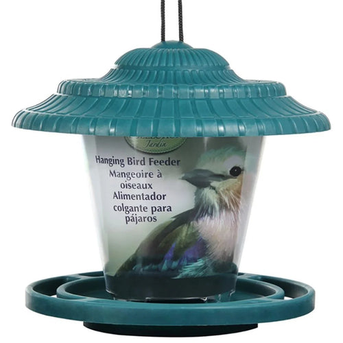 Transparent Bird Feeder Waterproof Hanging Feeding Station for Outdoor Balcony Garden Patio Backyard - Green - 1