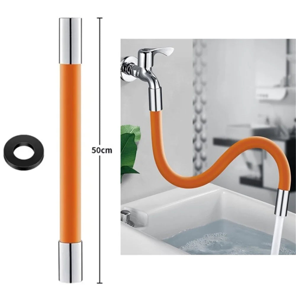 Universal Foaming Extension Tube 360 Degree Free Bending Bathroom Faucet Extender - Orange/50cm - 1