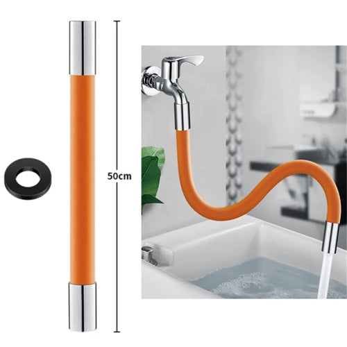 Universal Foaming Extension Tube 360 Degree Free Bending Bathroom Faucet Extender - Orange/50cm - 1