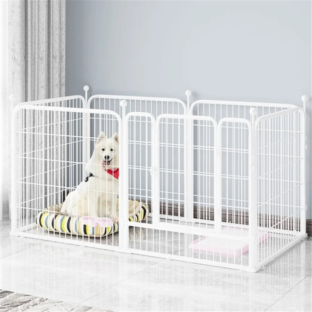 Pet Playpen Fence 6 Panels Pet Play Yard Gate with Doors for Large / Medium / Small Dogs - White / 60x70cm - 1