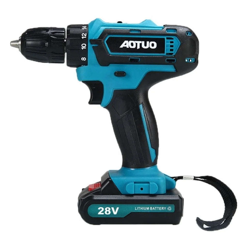 AOTUO Cordless Drill Driver 28V Max Impact Drill Kit for Home Improvement DIY Project - US Plug / 1 Battery - 1