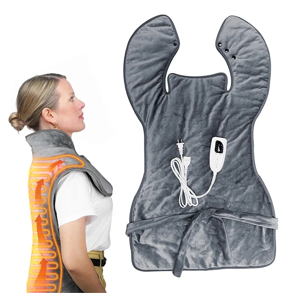 Electric Heating Pad with 6 Level Heat Settings for Back Neck Shoulder Pain Relief (With UL CE PSE ROHS) - Grey / EU Plug - 1