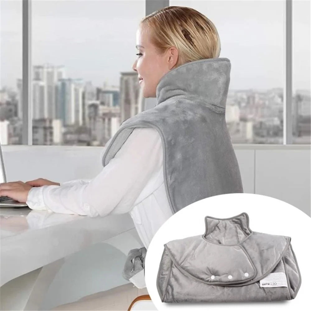 Electric Heating Pad with 6 Level Heat Settings for Back Neck Shoulder Pain Relief (With UL CE PSE ROHS) - Grey / EU Plug - 3