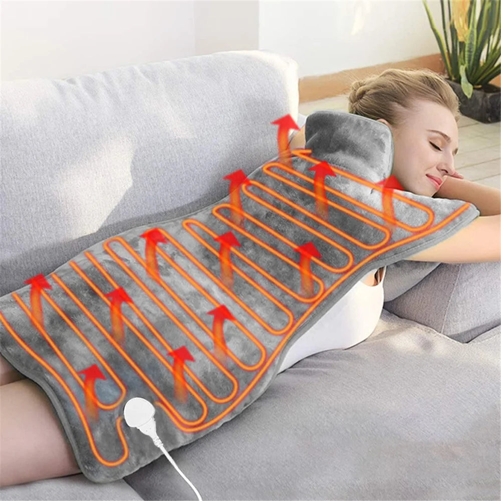 Electric Heating Pad with 6 Level Heat Settings for Back Neck Shoulder Pain Relief (With UL CE PSE ROHS) - Grey / EU Plug - 4