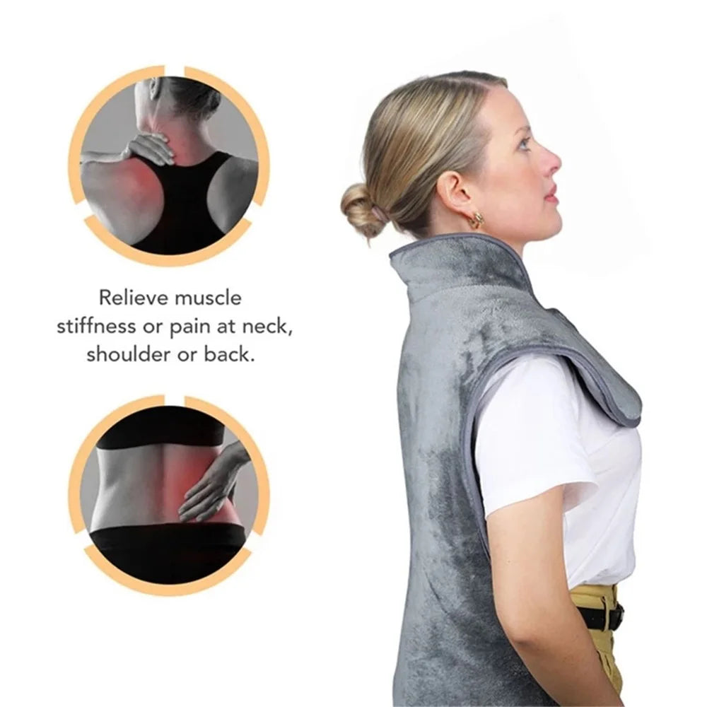 Electric Heating Pad with 6 Level Heat Settings for Back Neck Shoulder Pain Relief (With UL CE PSE ROHS) - Grey / EU Plug - 6