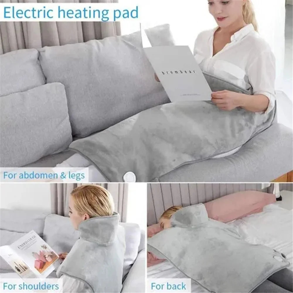 Electric Heating Pad with 6 Level Heat Settings for Back Neck Shoulder Pain Relief (With UL CE PSE ROHS) - Grey / EU Plug - 7
