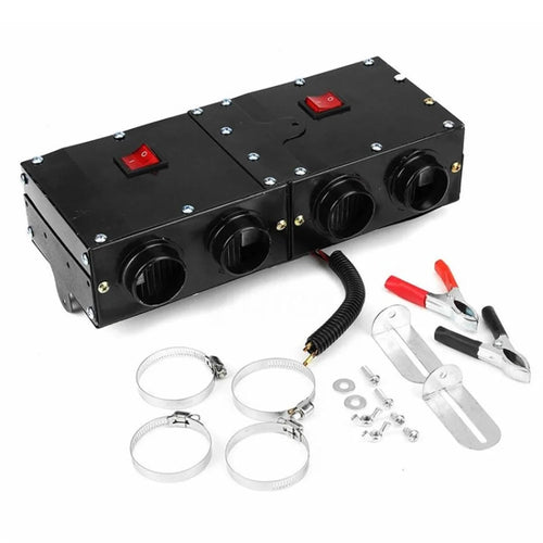 500W 12V Car Defroster Defogger with Dual Switch 4 Holes Heater Fan for Travel Camping Glass Defogging - 1