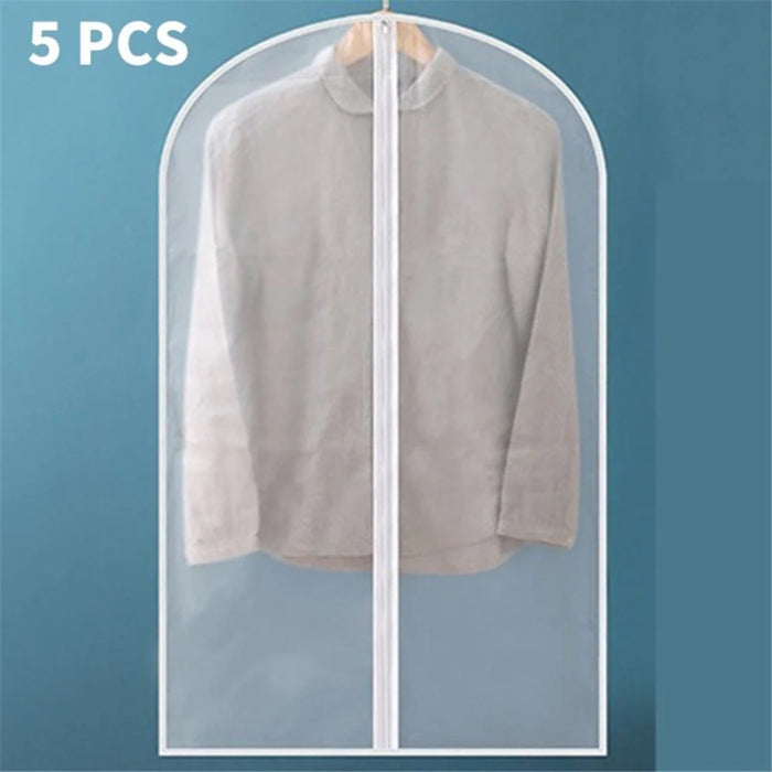 Clear Garment Bags Clothes Covers for Suits Dresses Coats - 5Pcs/White/60*140cm - 1
