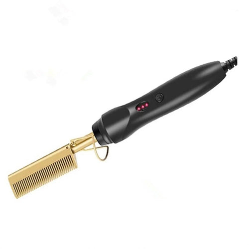 Fast Heating Straightening Comb Wet Dry Use Multifunction Hair Styling Brush for Home / Salon - Brass / EU Plug - 1