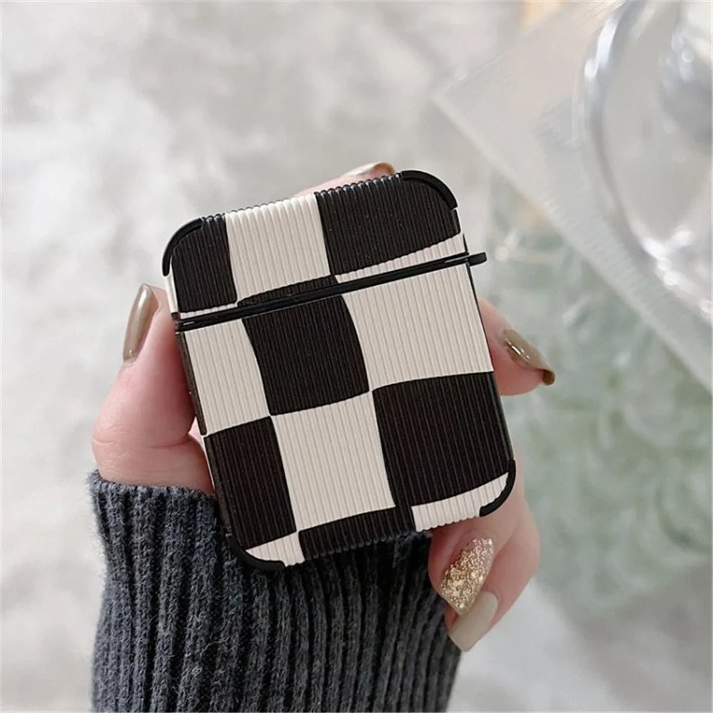 For Apple AirPods Pro/1/2/3/with Charging Case (2016)/with Wireless Charging Case (2019)/with Charging Case (2019) Earphone Box Cover Checkerboard Silicone Case - For AirPods 1/2 - 1