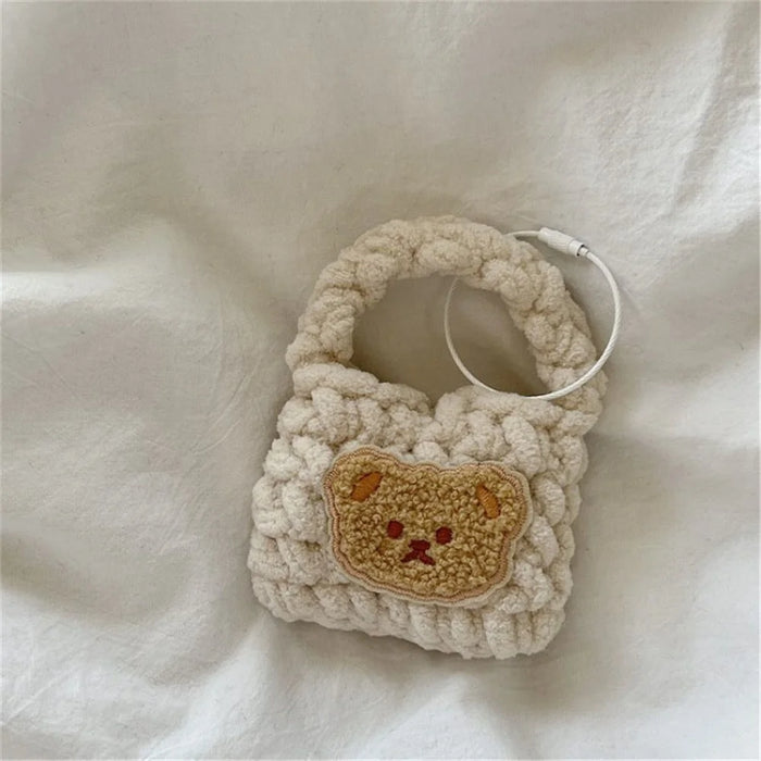 For Apple AirPods Pro/1/2/3/with Charging Case (2016)/with Wireless Charging Case (2019)/with Charging Case (2019) Earbud Box Cover Knitting Handbag Bluetooth-compatible Earphone Case - Beige - 1