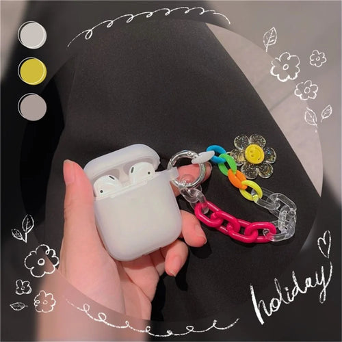 For Apple AirPods Pro/1/2/3/with Charging Case (2016)/with Wireless Charging Case (2019)/with Charging Case (2019) Earphone Box Cover Rose Bracelet Earbuds Case - White/For AirPods 1/2 - 1