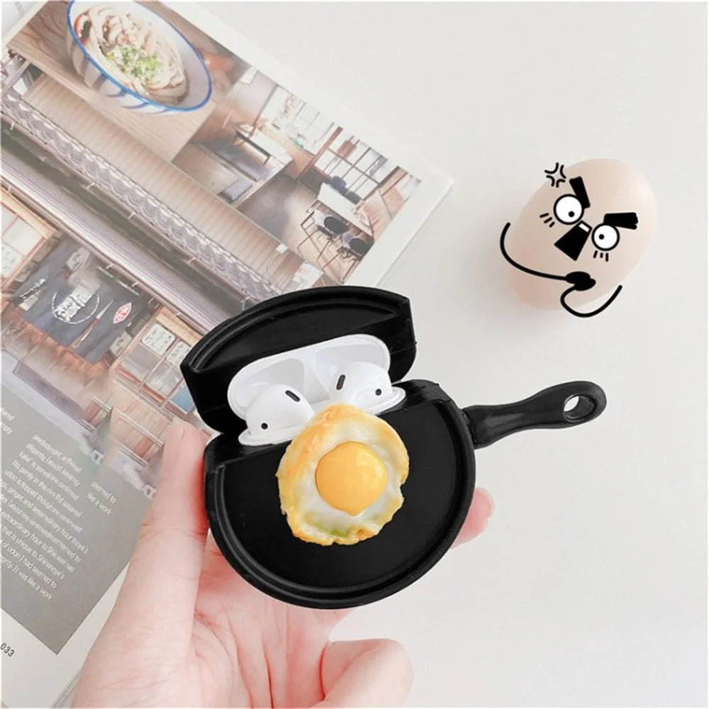 For Apple AirPods Pro/1/2/3/with Charging Case (2016)/with Wireless Charging Case (2019)/with Charging Case (2019) Earphone Box Case Pan Eggs Earbuds Cover - For AirPods 1/2 - 1