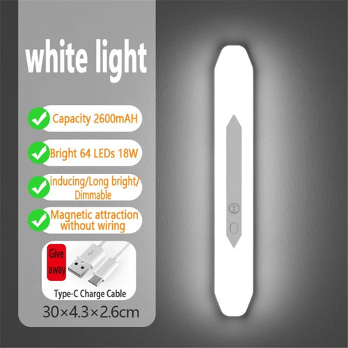 LED Wardrobe Closet Cabinet Light Motion Sensor Light Induction Lamp Kitchen Lighting - White Light - 1