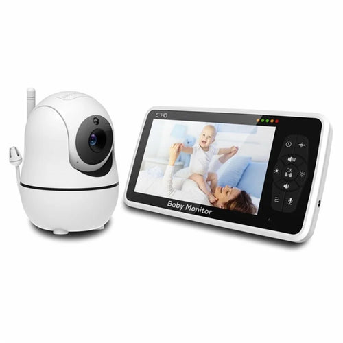 SM50 5-inch HD Baby Monitor 2 Way Audio Temperature Monitoring Night Vision Baby Security Camera - Black/EU Plug - 1