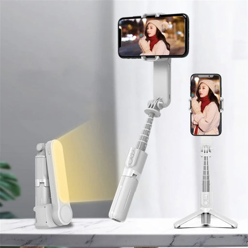 CYKE L09 Smartphone Stabilizer Selfie Stick Handheld Gimbal Anti-Shake Stand with Fill Light - White - 1